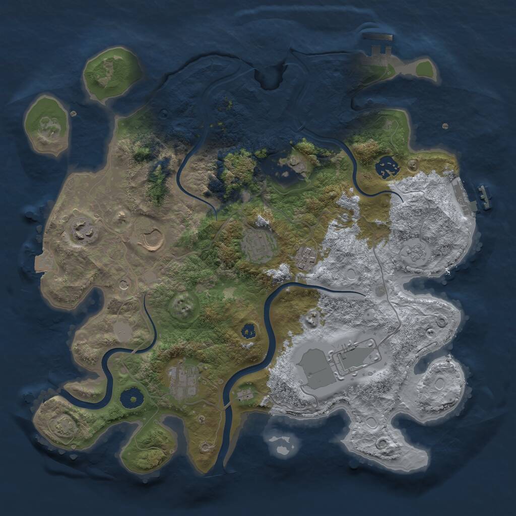 Rust Map: Procedural Map, Size: 3500, Seed: 360300418, 14 Monuments