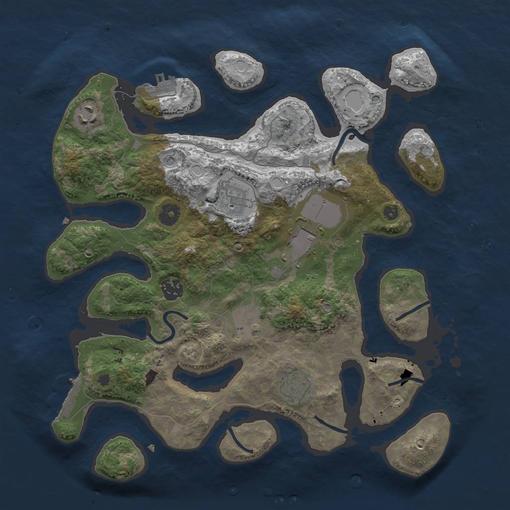 Rust Map: Procedural Map, Size: 3500, Seed: 19790403, 17 Monuments