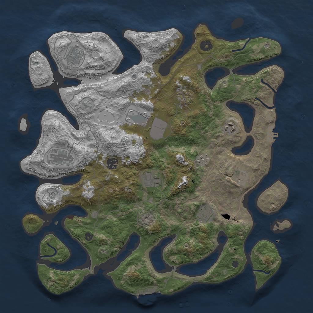 Rust Map: Procedural Map, Size: 4000, Seed: 1220343340, 21 Monuments