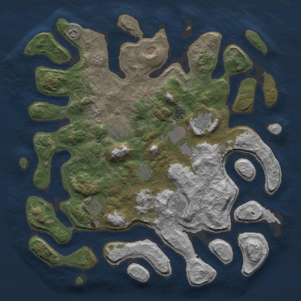 Rust Map: Barren, Size: 4500, Seed: 504703969, 13 Monuments