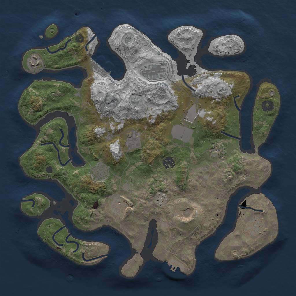 Rust Map: Procedural Map, Size: 3700, Seed: 2051496927, 22 Monuments