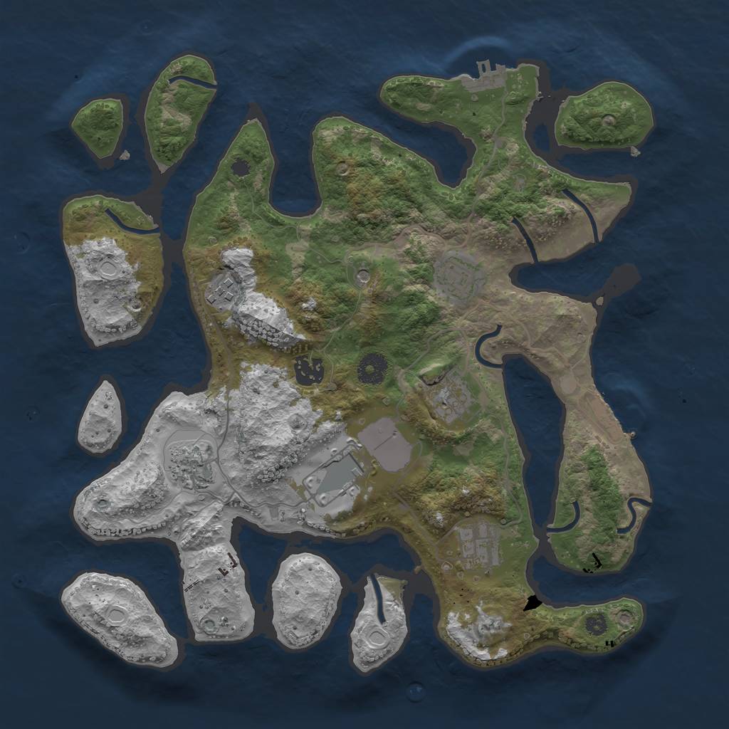 Rust Map: Procedural Map, Size: 3500, Seed: 979542031, 18 Monuments