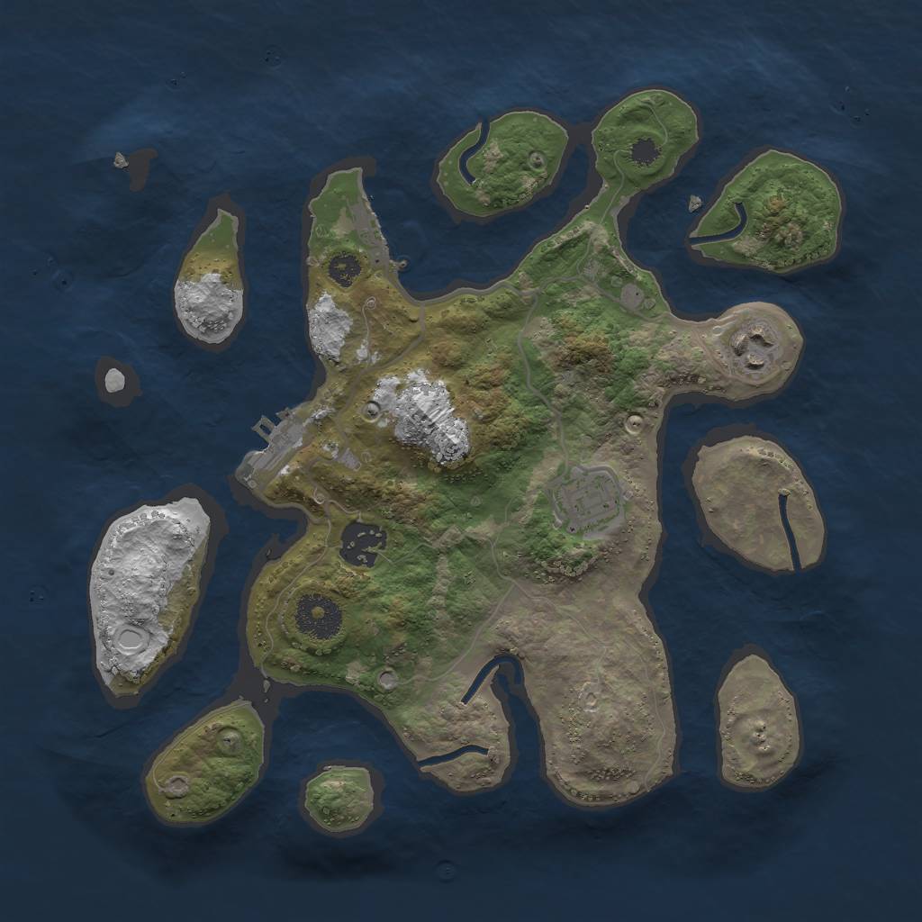 Rust Map: Procedural Map, Size: 3000, Seed: 63543643, 13 Monuments
