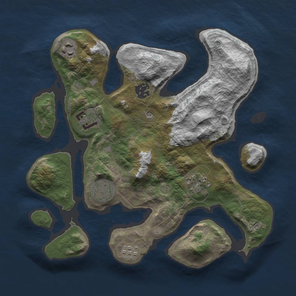 Rust Map: Barren, Size: 3000, Seed: 33334, 9 Monuments