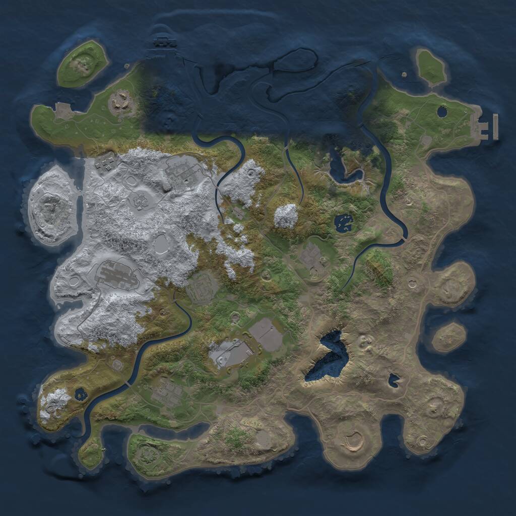 Rust Map: Procedural Map, Size: 4000, Seed: 55844, 16 Monuments