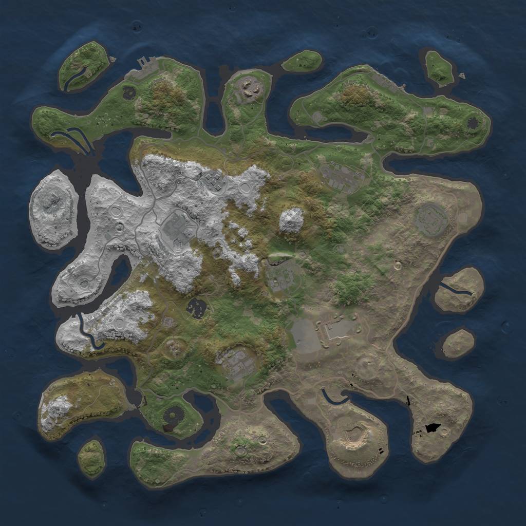 Rust Map: Procedural Map, Size: 4000, Seed: 55844, 21 Monuments