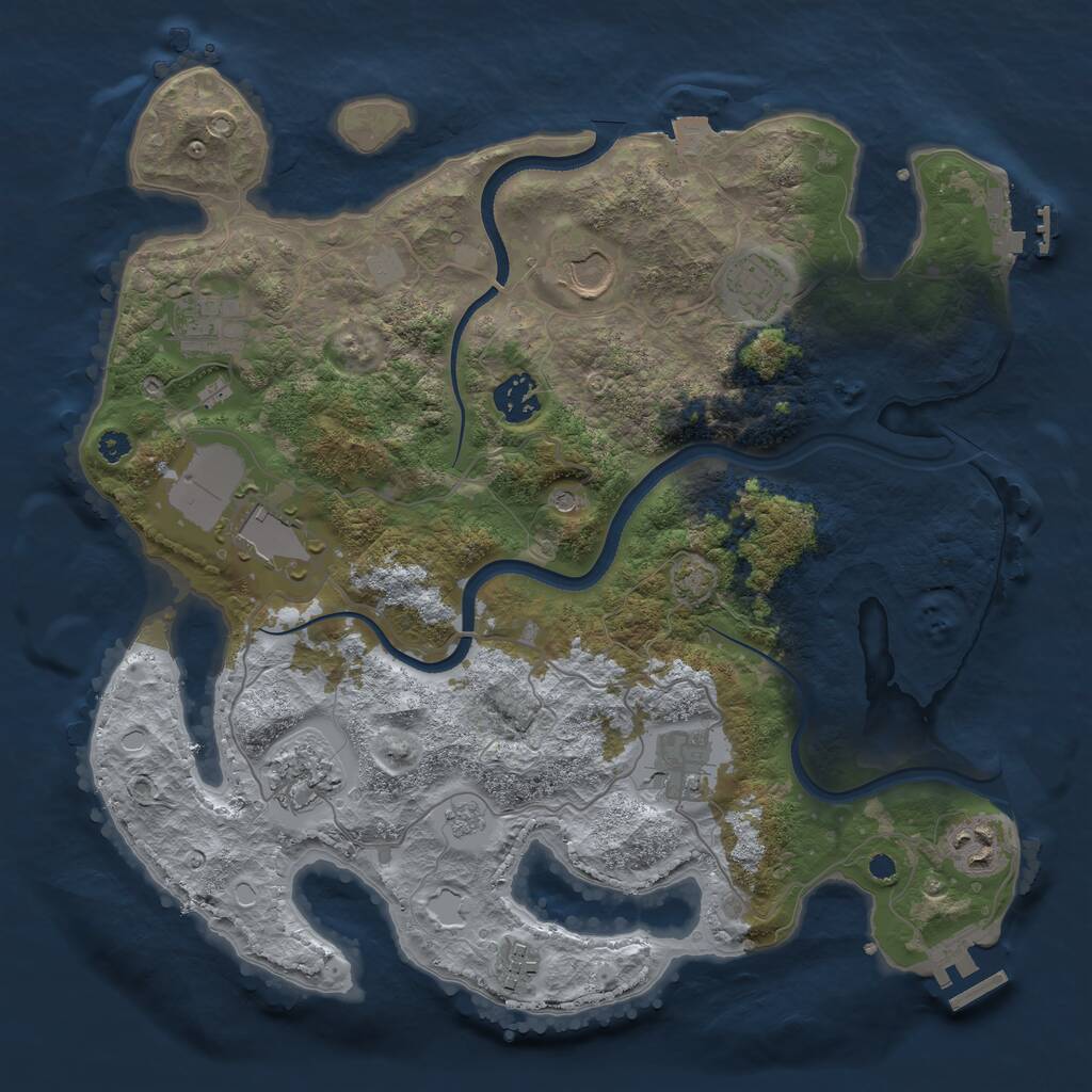 Rust Map: Procedural Map, Size: 3500, Seed: 1042223057, 15 Monuments