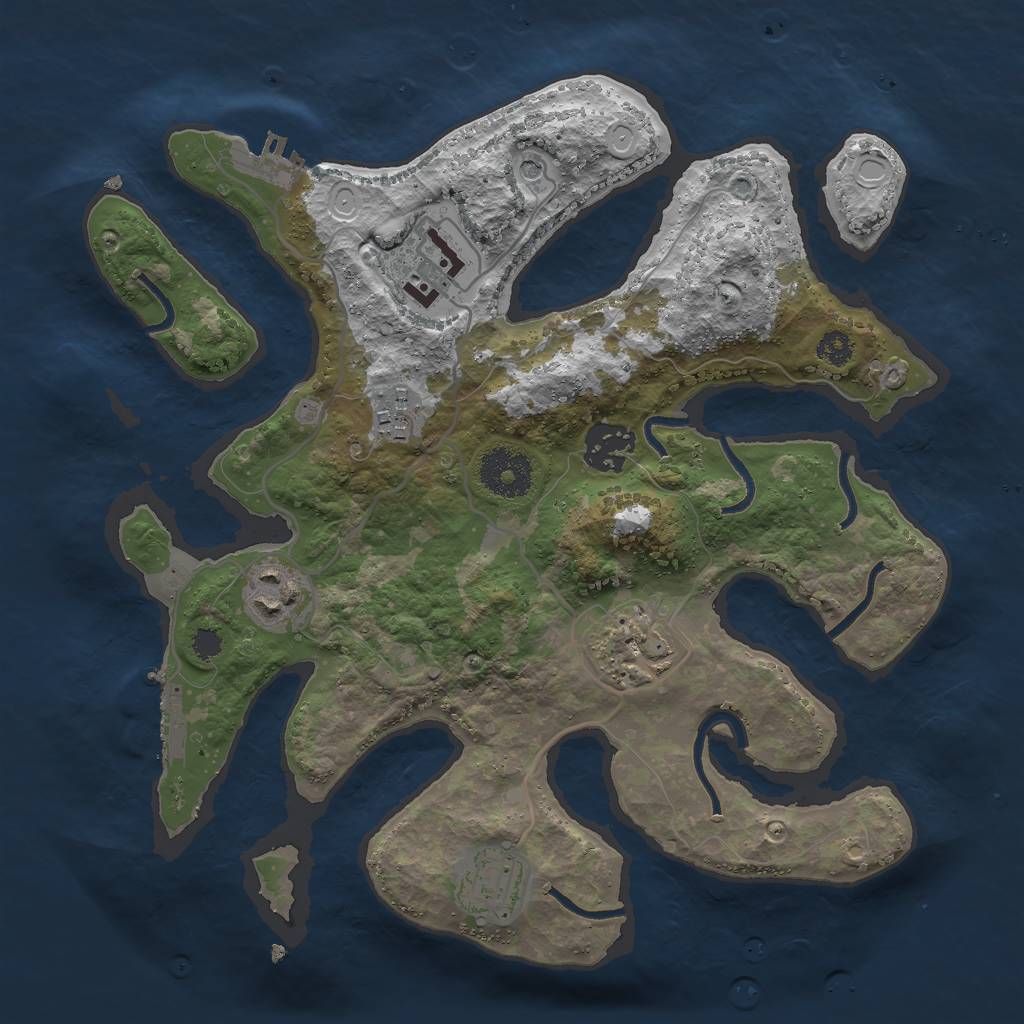 Rust Map: Procedural Map, Size: 3000, Seed: 1307931482, 17 Monuments