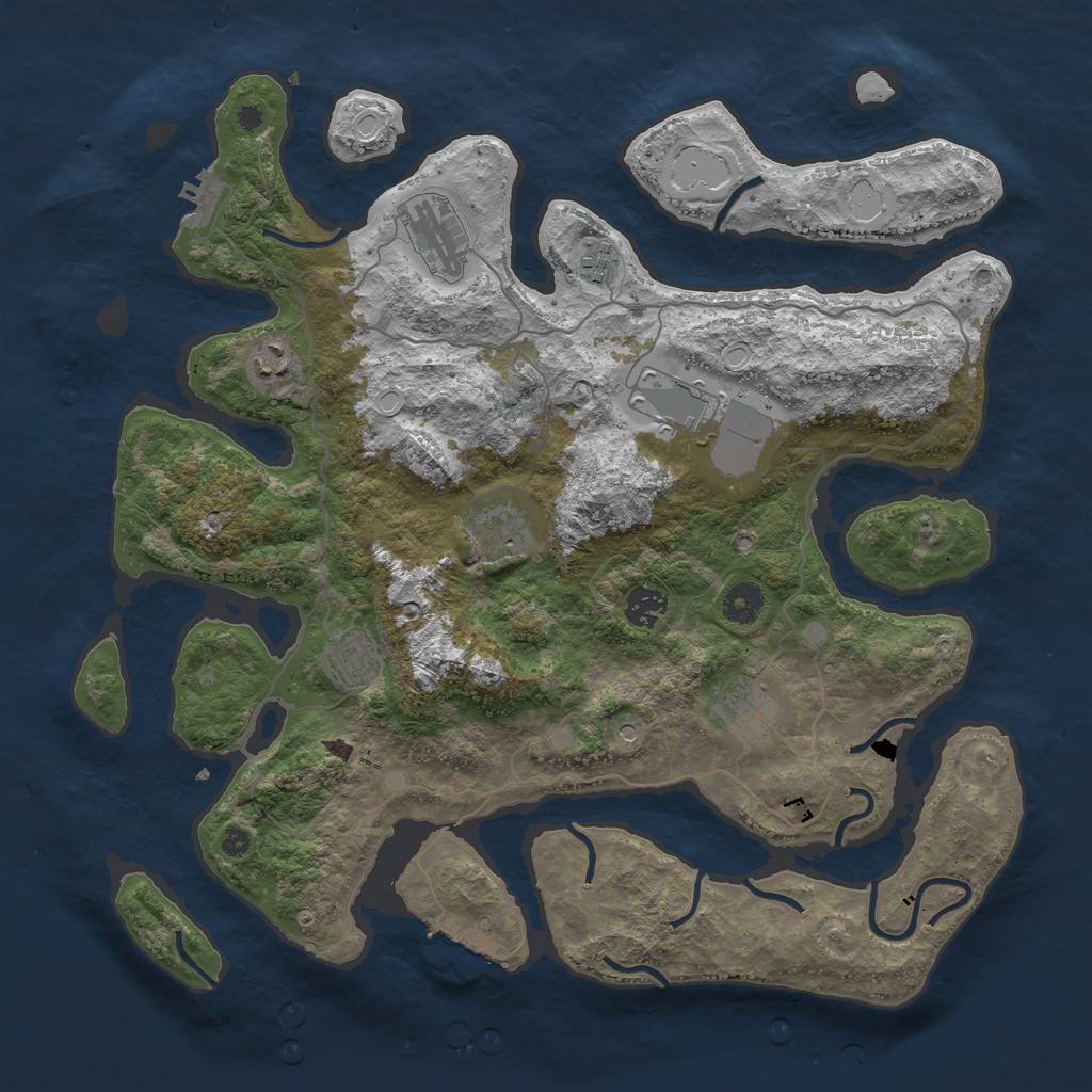 Rust Map: Procedural Map, Size: 4000, Seed: 695528523, 19 Monuments