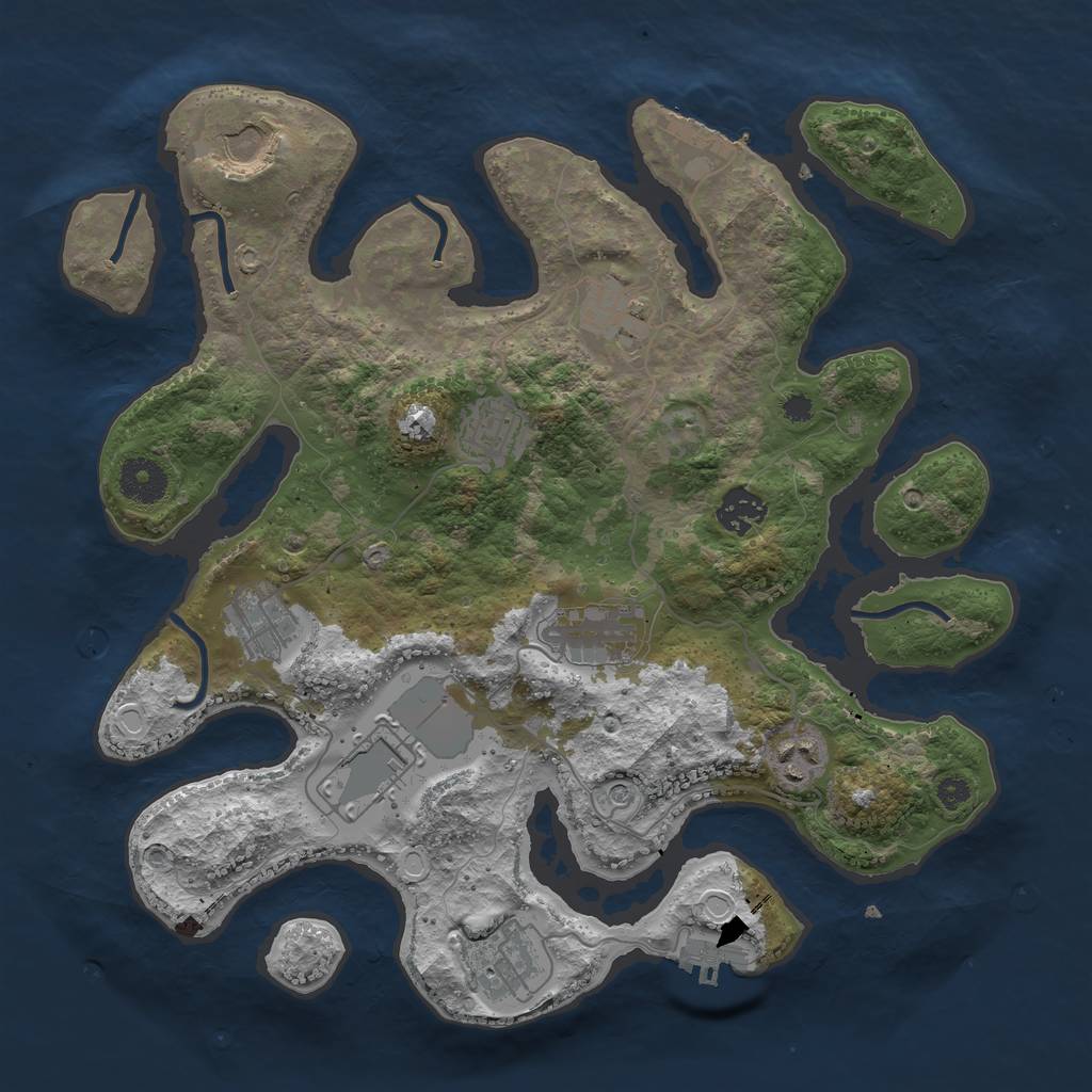 Rust Map: Procedural Map, Size: 3500, Seed: 324517452, 20 Monuments