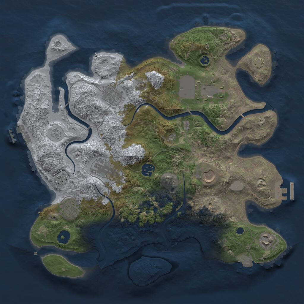 Rust Map: Procedural Map, Size: 3500, Seed: 747978651, 14 Monuments