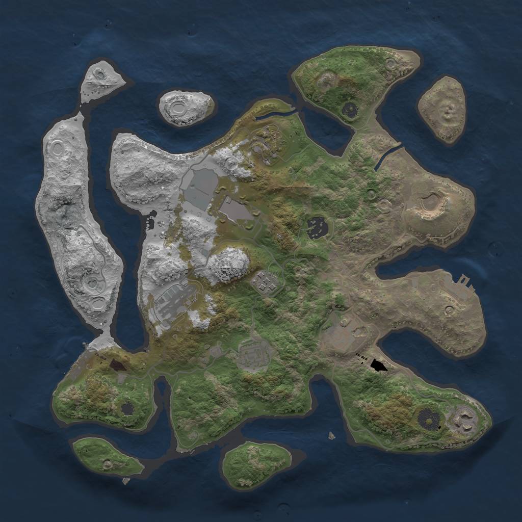 Rust Map: Procedural Map, Size: 3500, Seed: 747978651, 20 Monuments