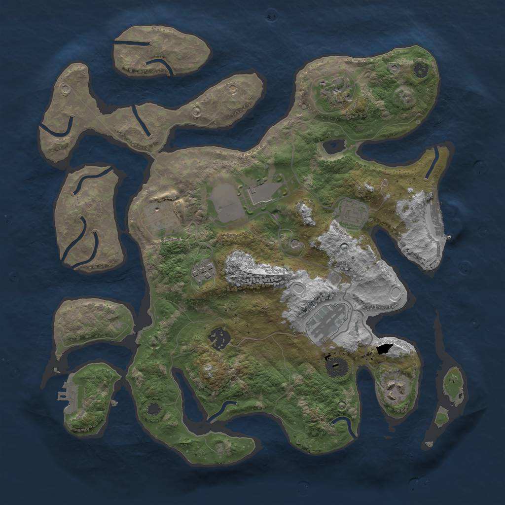 Rust Map: Procedural Map, Size: 3500, Seed: 619947175, 19 Monuments