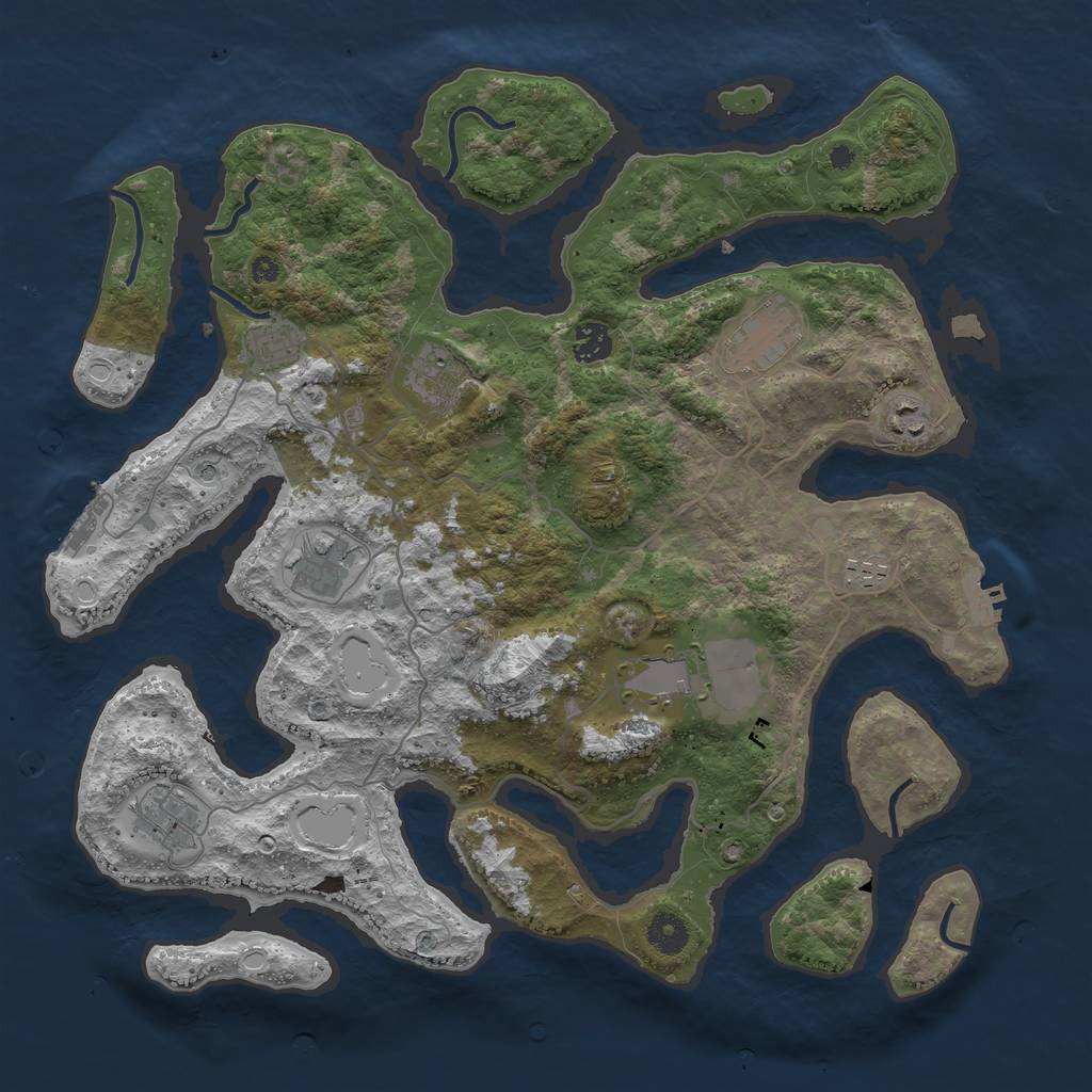 Rust Map: Procedural Map, Size: 4000, Seed: 24514, 20 Monuments