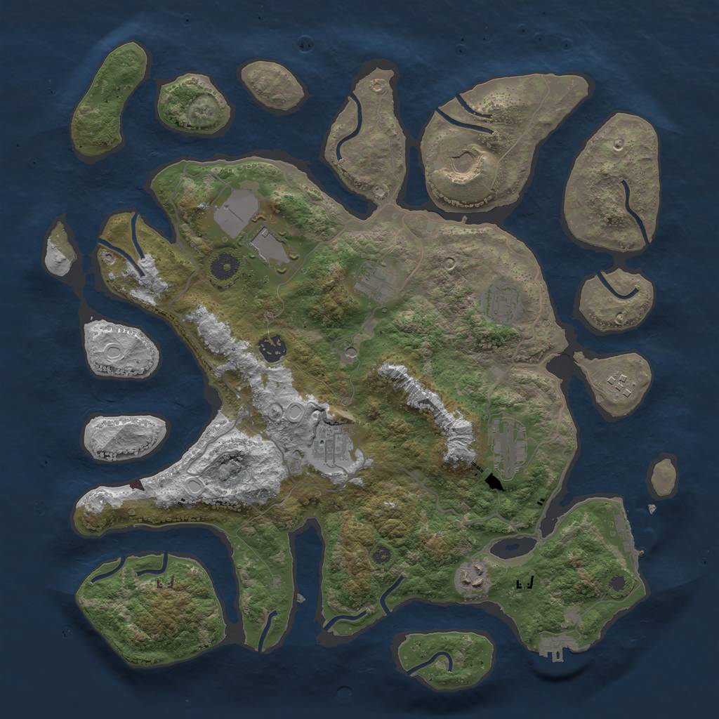 Rust Map: Procedural Map, Size: 4000, Seed: 3443, 20 Monuments