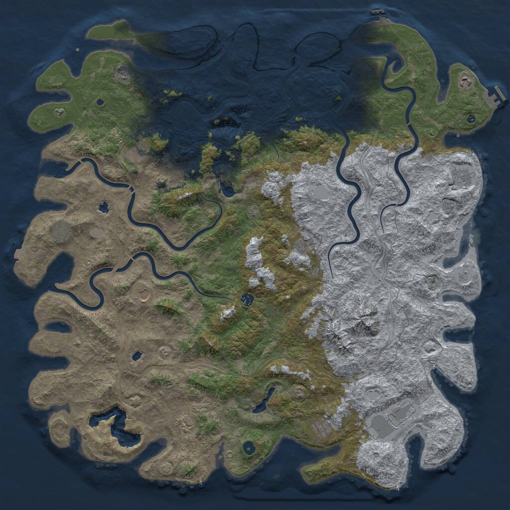 Rust Map: Procedural Map, Size: 6000, Seed: 5438200, 17 Monuments