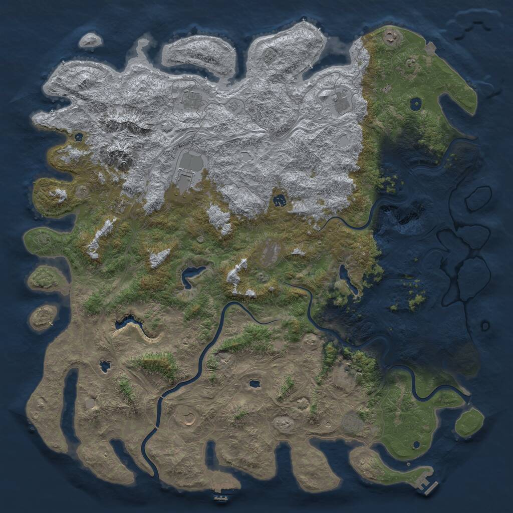 Rust Map: Procedural Map, Size: 6000, Seed: 28498, 17 Monuments