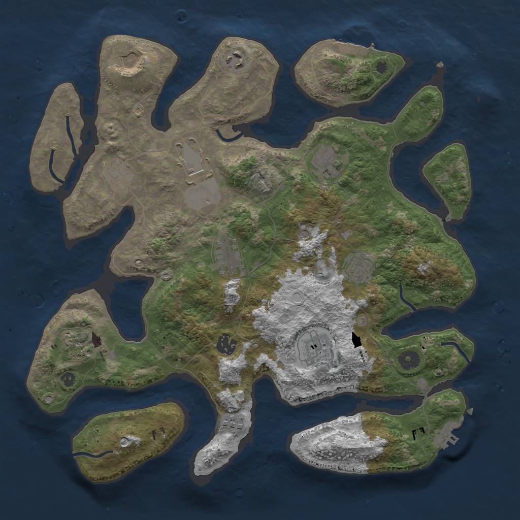 Rust Map: Procedural Map, Size: 3850, Seed: 1838962283, 22 Monuments