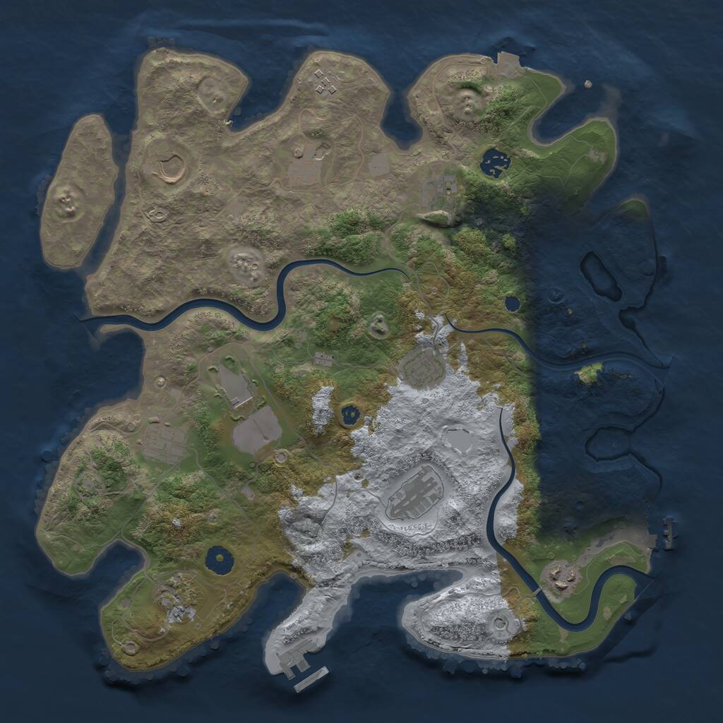 Rust Map: Procedural Map, Size: 3850, Seed: 1838962283, 16 Monuments