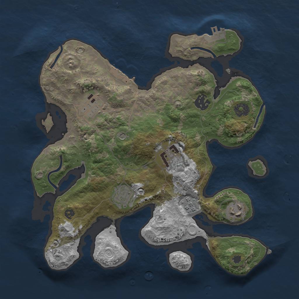 Rust Map: Procedural Map, Size: 3000, Seed: 1376465145, 17 Monuments