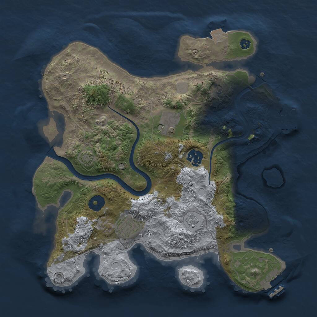 Rust Map: Procedural Map, Size: 3000, Seed: 1376465145, 9 Monuments