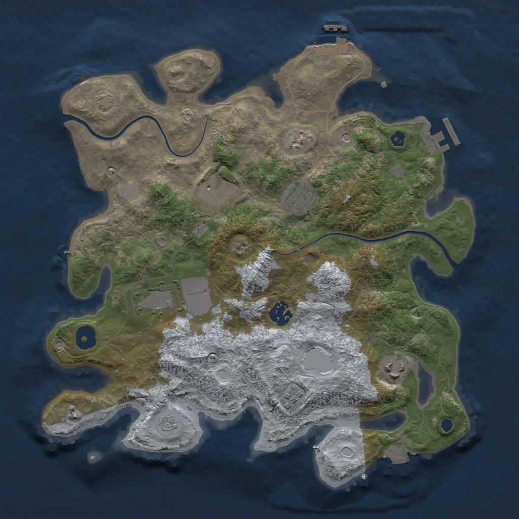 Rust Map: Procedural Map, Size: 3500, Seed: 84703493, 12 Monuments