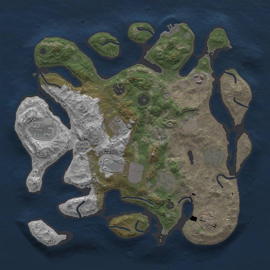 Rust Map: Procedural Map, Size: 3500, Seed: 1988121696, 20 Monuments