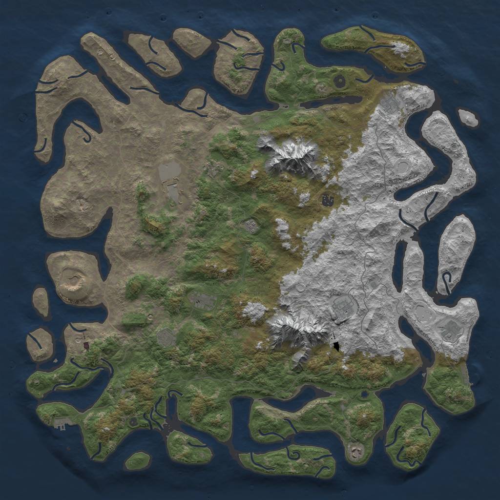 Rust Map: Procedural Map, Size: 6000, Seed: 527827836, 22 Monuments