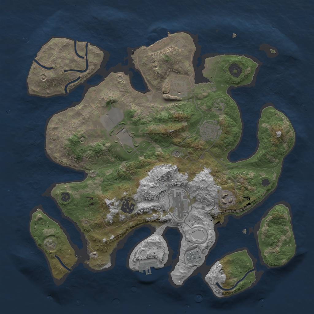 Rust Map: Procedural Map, Size: 3500, Seed: 491938, 18 Monuments