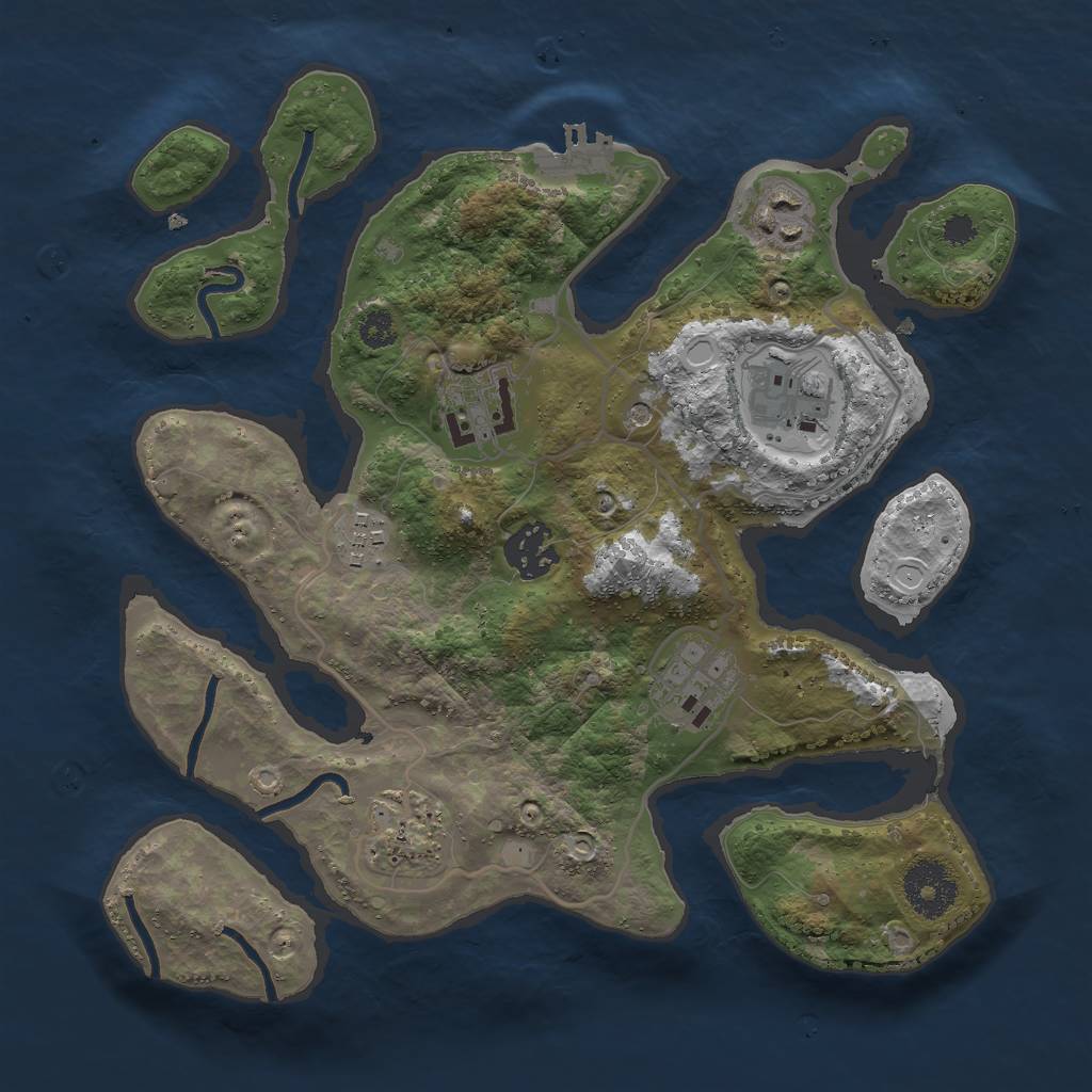 Rust Map: Procedural Map, Size: 3000, Seed: 135557393, 17 Monuments