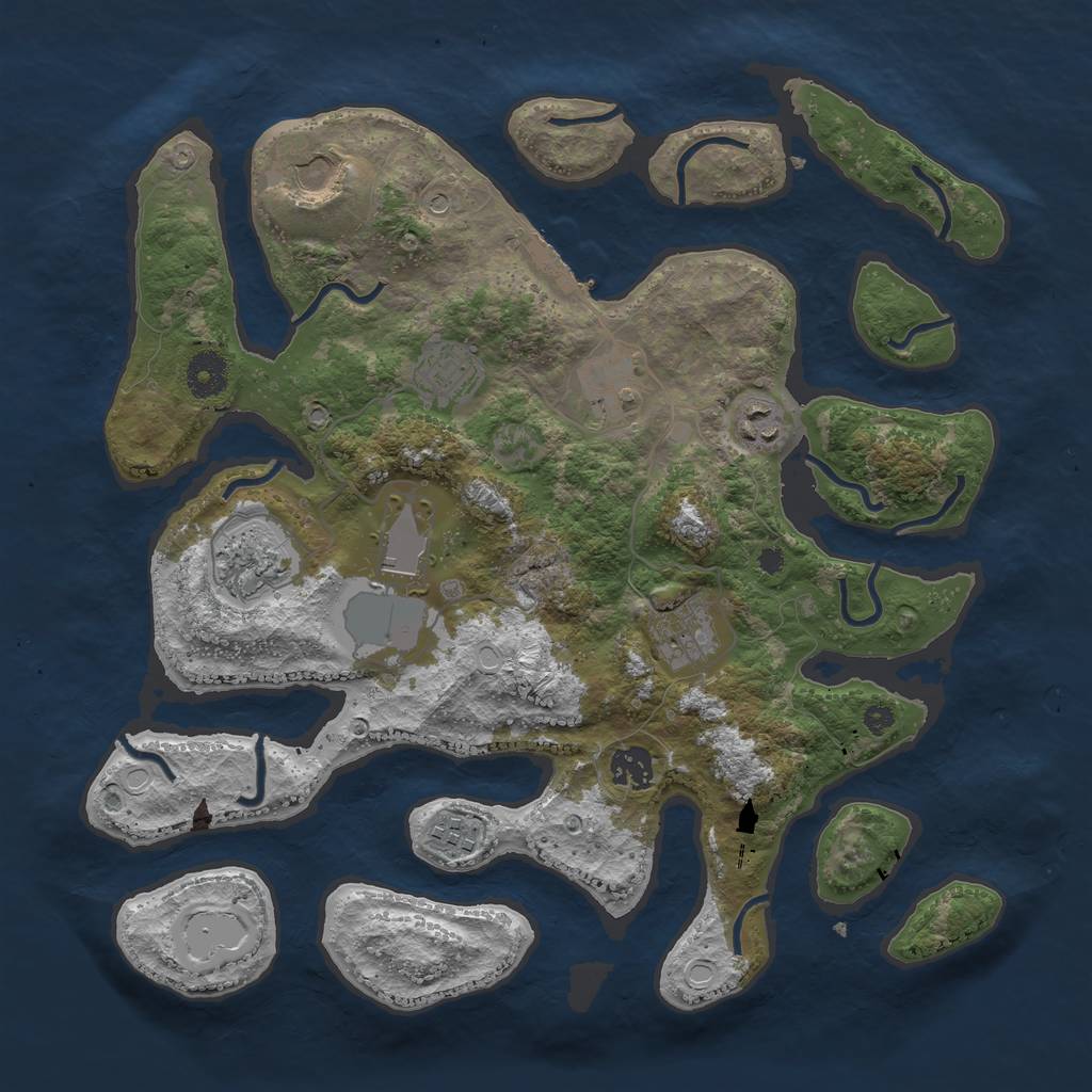 Rust Map: Procedural Map, Size: 3700, Seed: 131341355, 19 Monuments