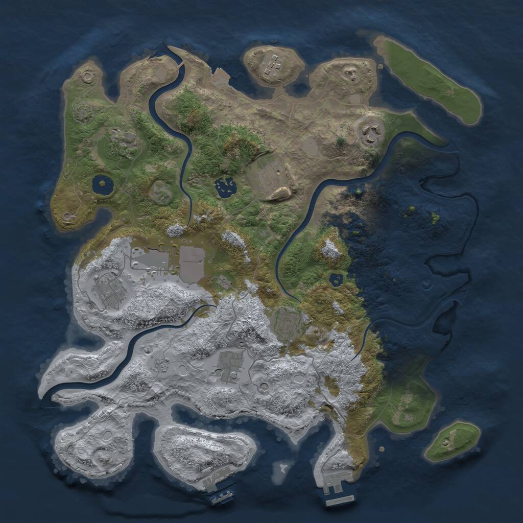 Rust Map: Procedural Map, Size: 3700, Seed: 131341355, 15 Monuments