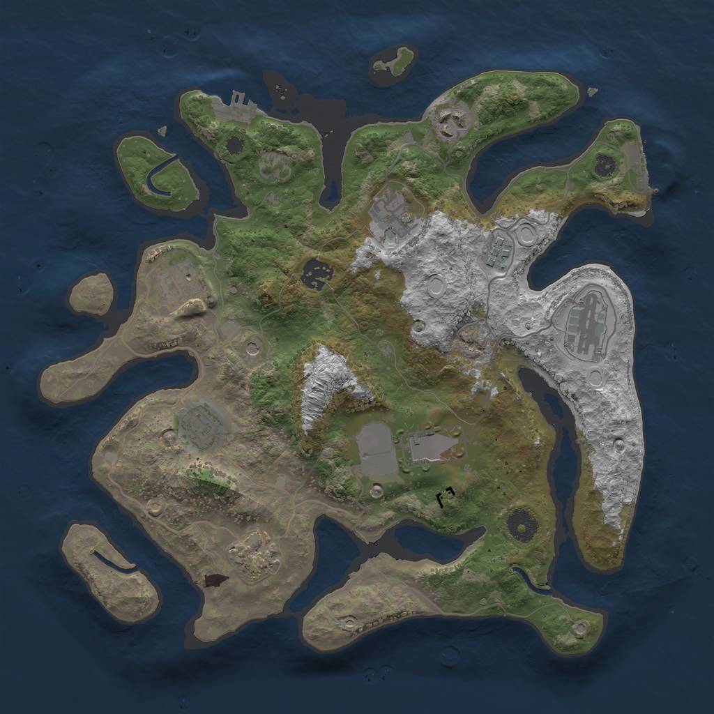 Rust Map: Procedural Map, Size: 3500, Seed: 747523800, 20 Monuments