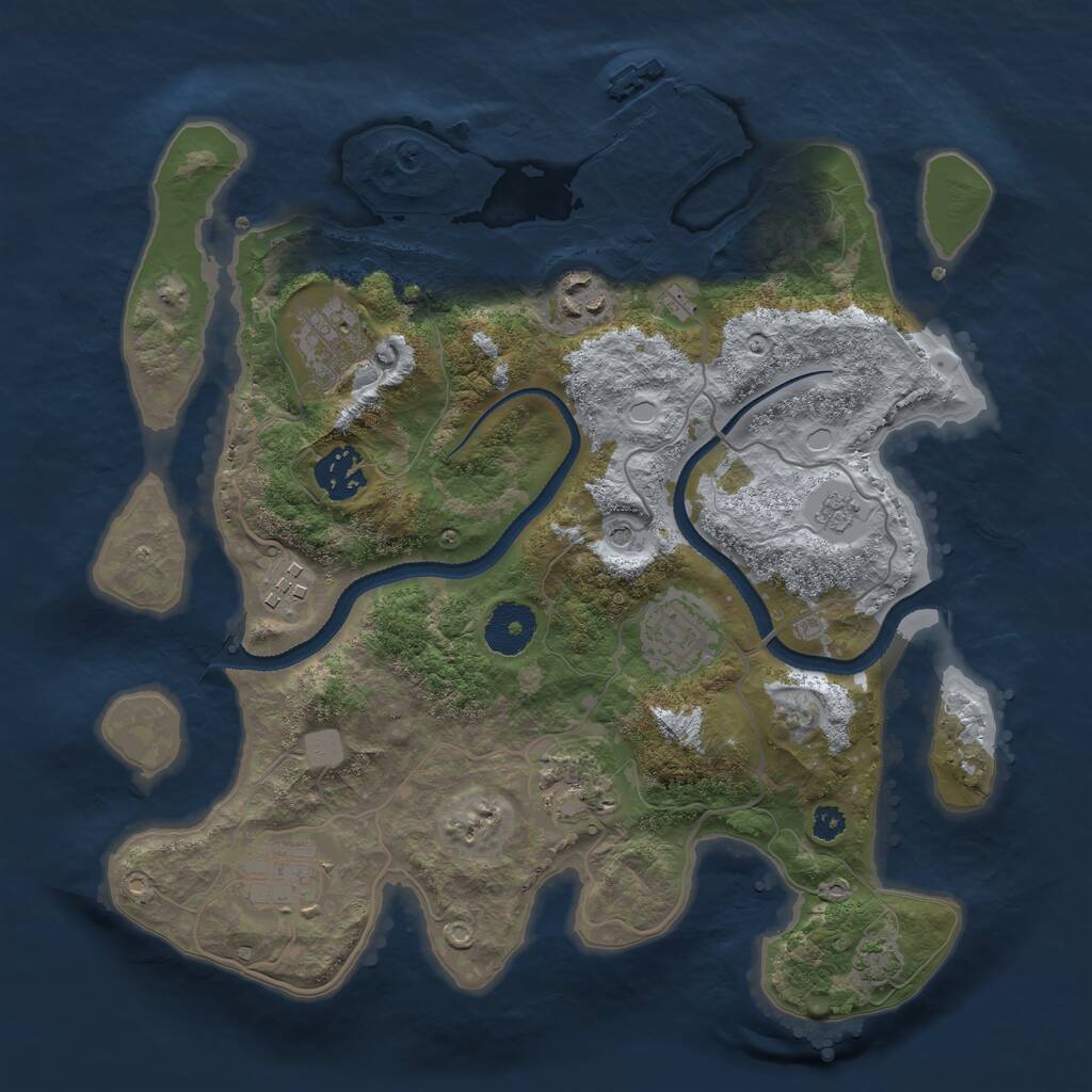 Rust Map: Procedural Map, Size: 3200, Seed: 1956468697, 12 Monuments
