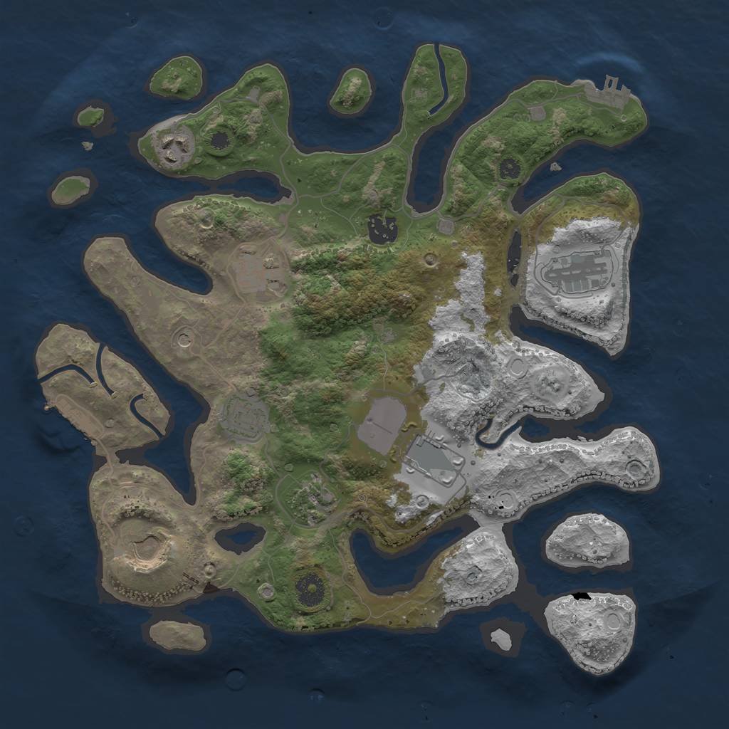 Rust Map: Procedural Map, Size: 3500, Seed: 660476252, 19 Monuments