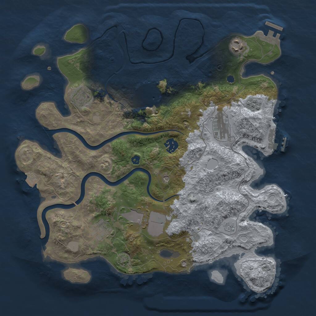 Rust Map: Procedural Map, Size: 3500, Seed: 660476252, 14 Monuments