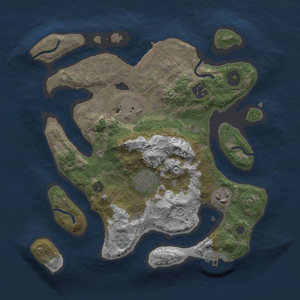 Rust Map: Procedural Map, Size: 3000, Seed: 50386, 16 Monuments