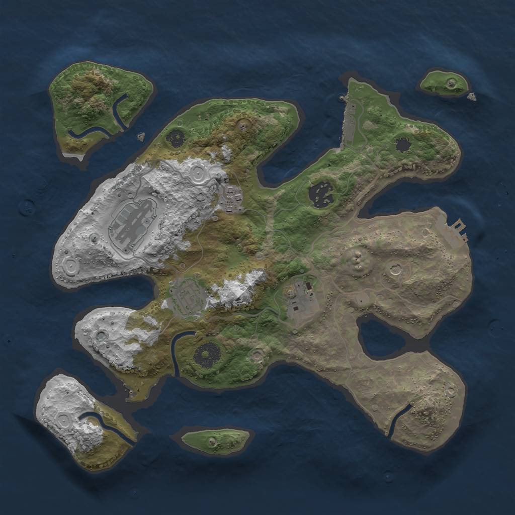 Rust Map: Procedural Map, Size: 3000, Seed: 346368, 16 Monuments