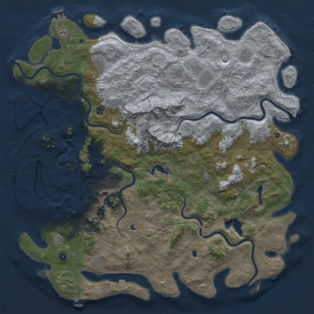 Rust Map: Procedural Map, Size: 6000, Seed: 1263810104, 17 Monuments