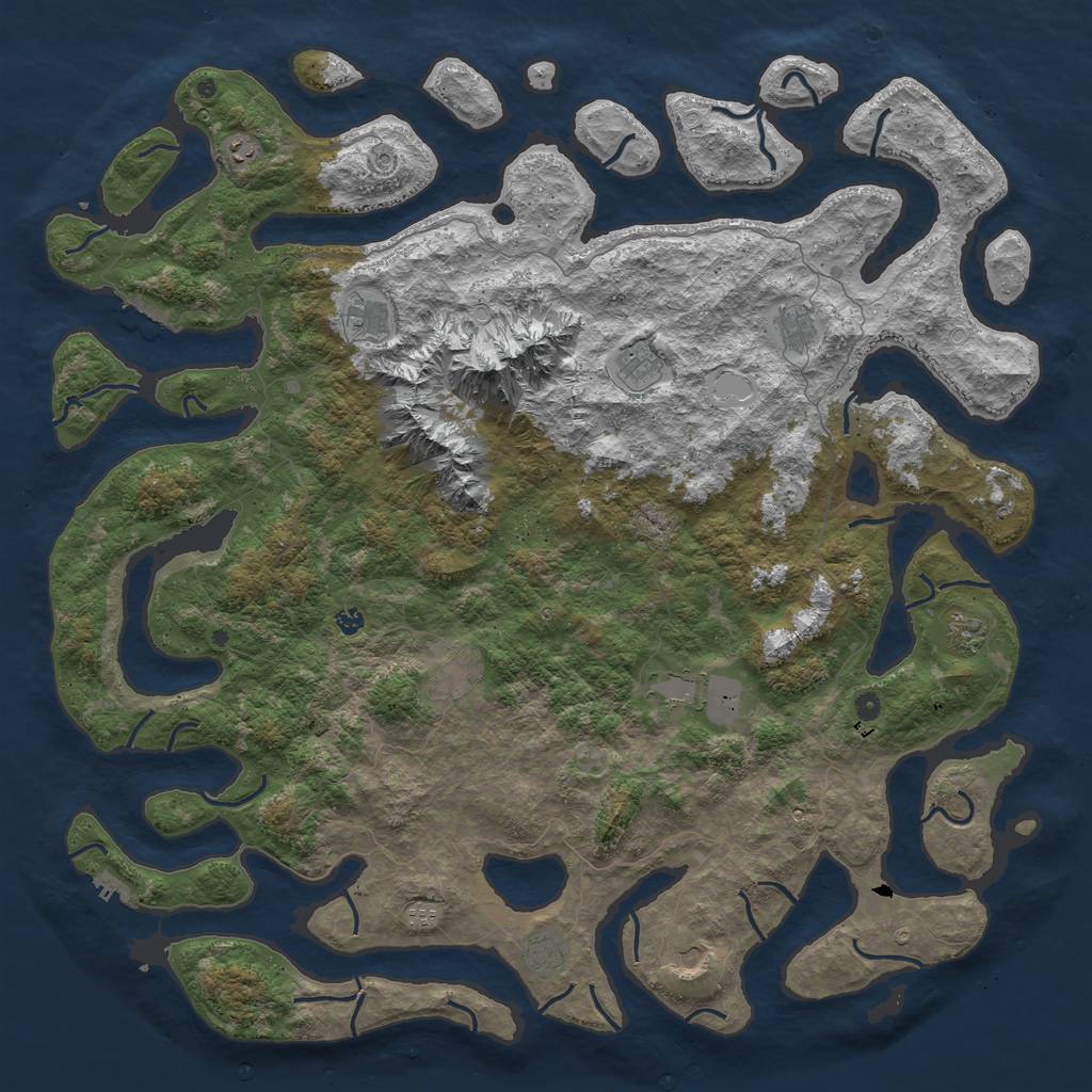 Rust Map: Procedural Map, Size: 6000, Seed: 1263810104, 22 Monuments