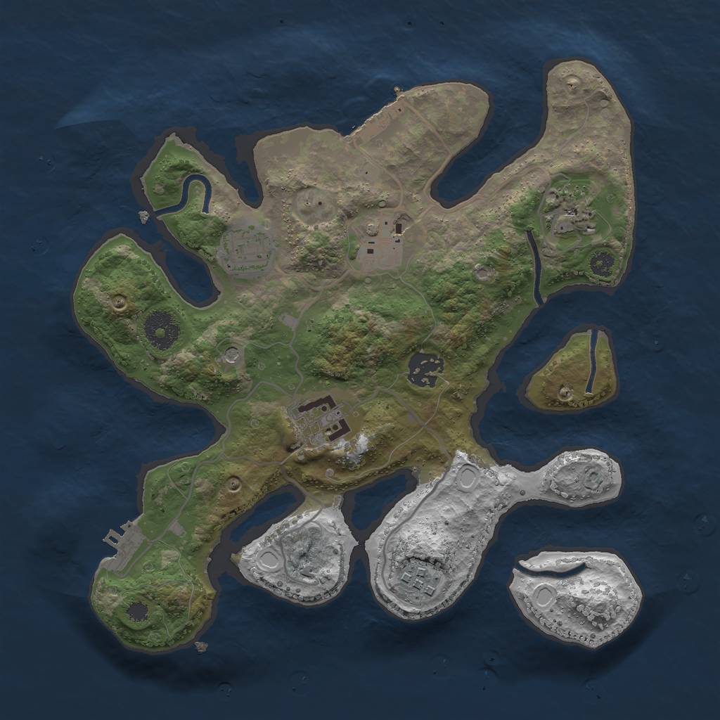 Rust Map: Procedural Map, Size: 3000, Seed: 54878543, 17 Monuments