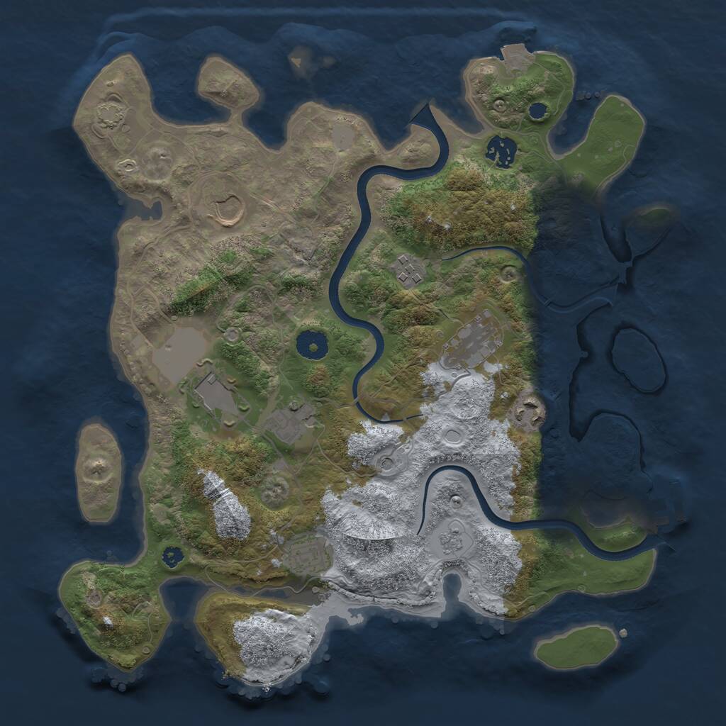 Rust Map: Procedural Map, Size: 3500, Seed: 5522, 13 Monuments