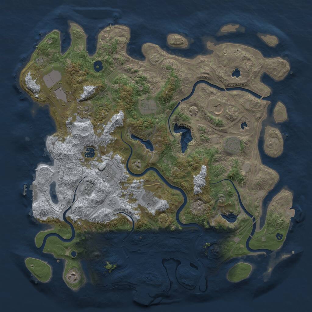 Rust Map: Procedural Map, Size: 4500, Seed: 544447, 16 Monuments