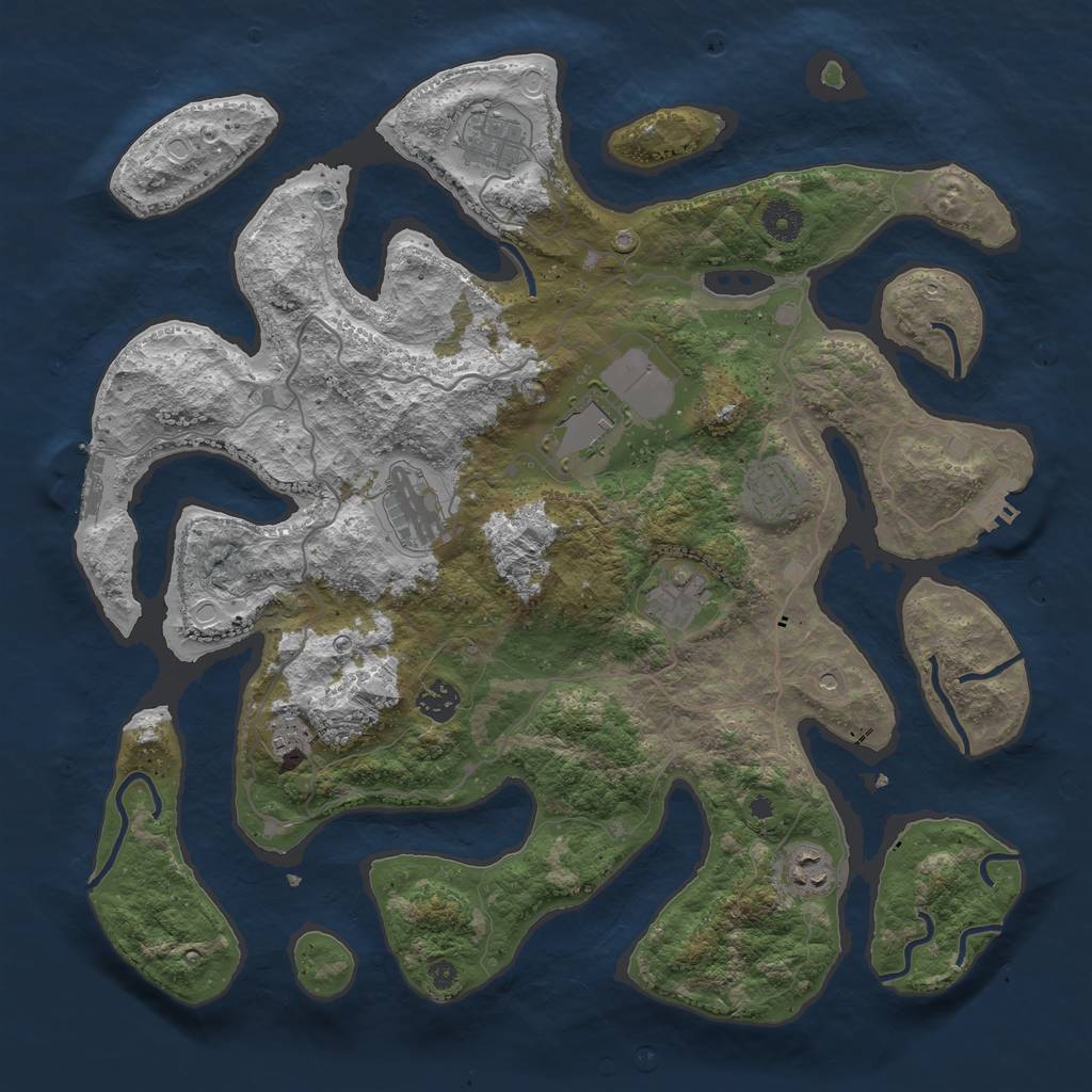 Rust Map: Procedural Map, Size: 4000, Seed: 1734527207, 19 Monuments