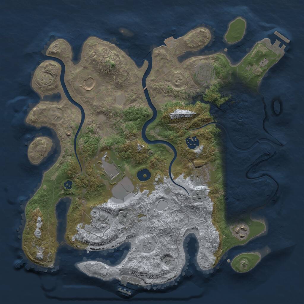 Rust Map: Procedural Map, Size: 3500, Seed: 11708, 14 Monuments