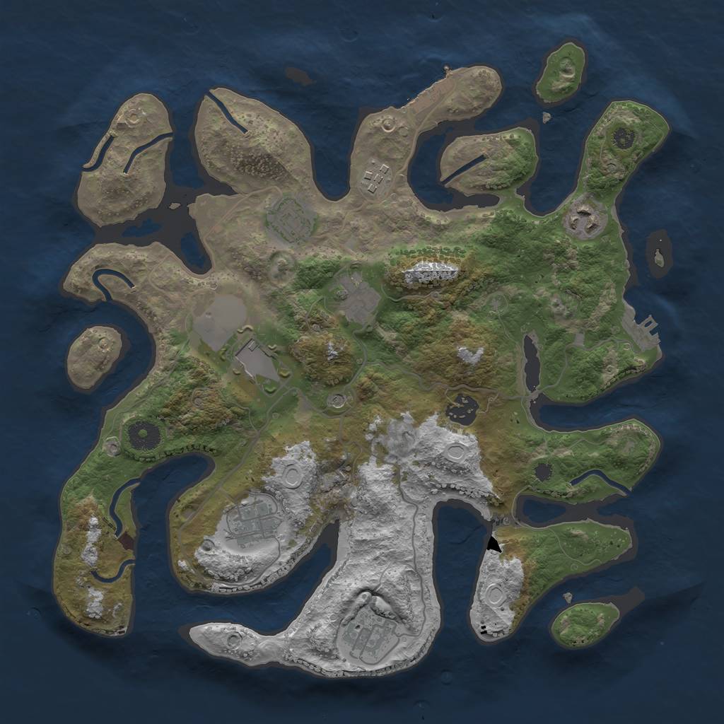 Rust Map: Procedural Map, Size: 3500, Seed: 11708, 19 Monuments