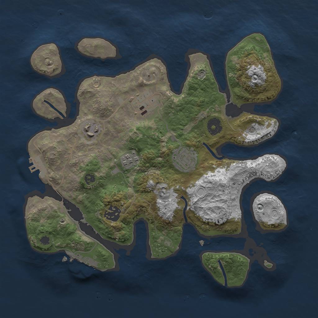 Rust Map: Procedural Map, Size: 3000, Seed: 1908404205, 16 Monuments