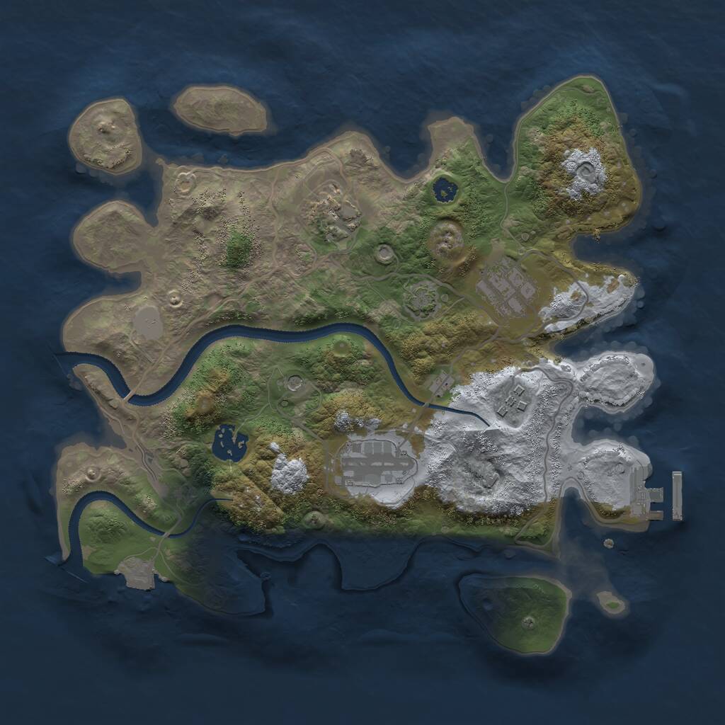 Rust Map: Procedural Map, Size: 3000, Seed: 1908404205, 9 Monuments