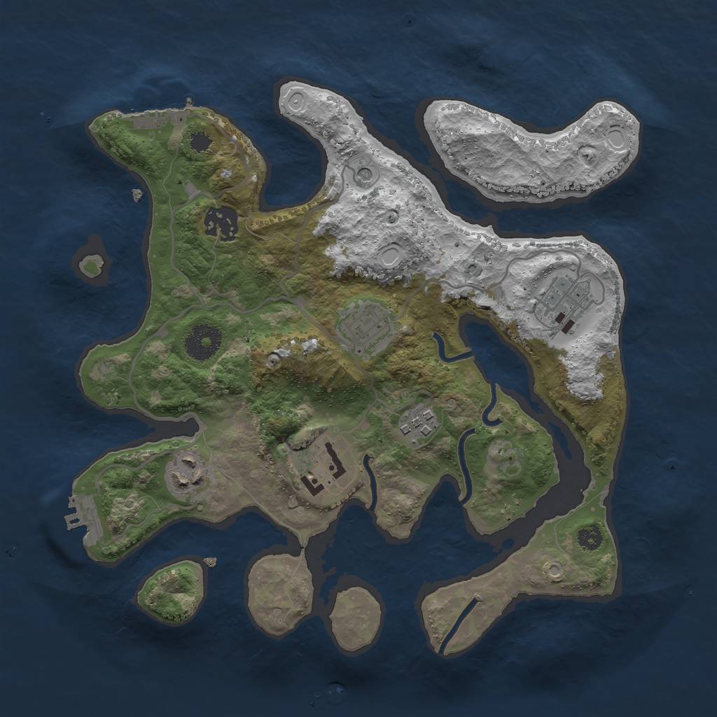 Rust Map: Procedural Map, Size: 3000, Seed: 1449936655, 17 Monuments