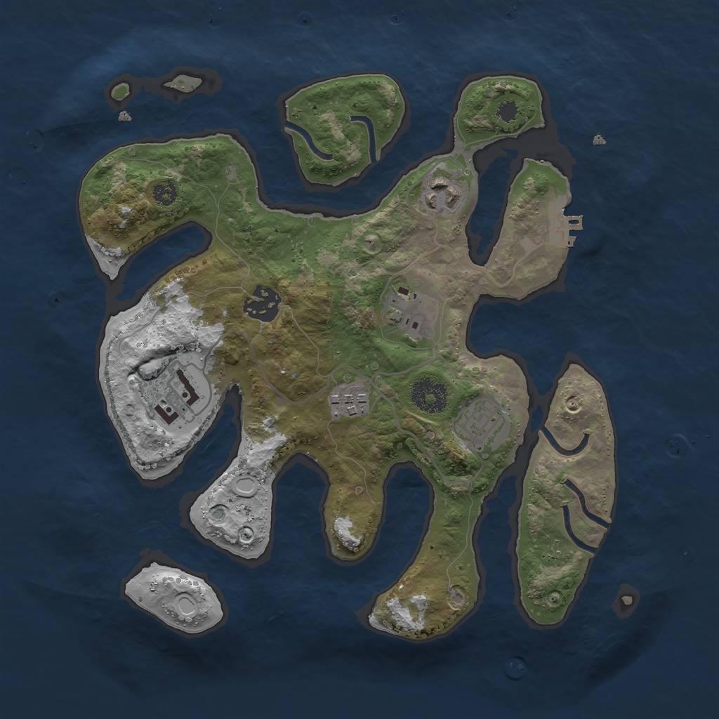 Rust Map: Procedural Map, Size: 3000, Seed: 5345435, 15 Monuments